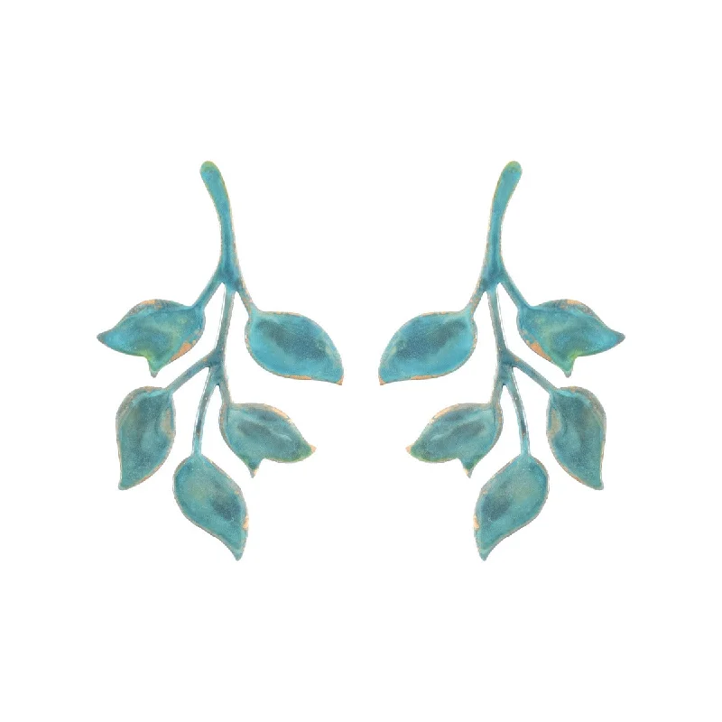 Best hoop earrings with textured silver for a rustic and organic finish-Verdigris Single Ophelia Earrings