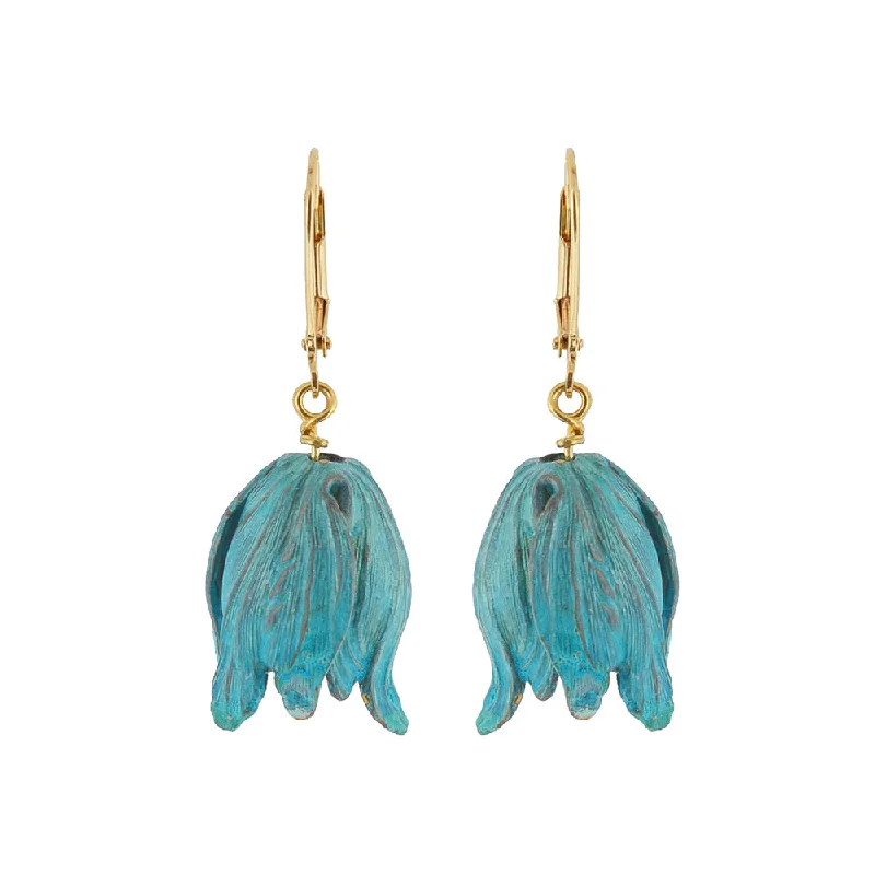 Hoop earrings with polished metal for a shiny and high-quality finish-Verdigris Tulip Earrings