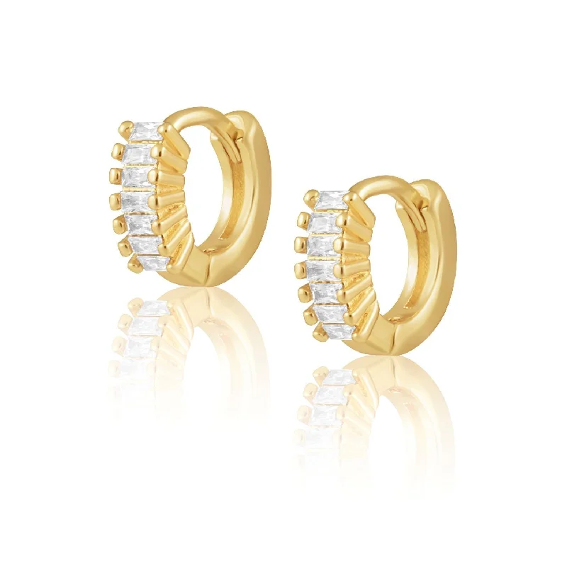 Best hoop earrings with blackened metal for an edgy and bold appearance-Viola Cz Huggies