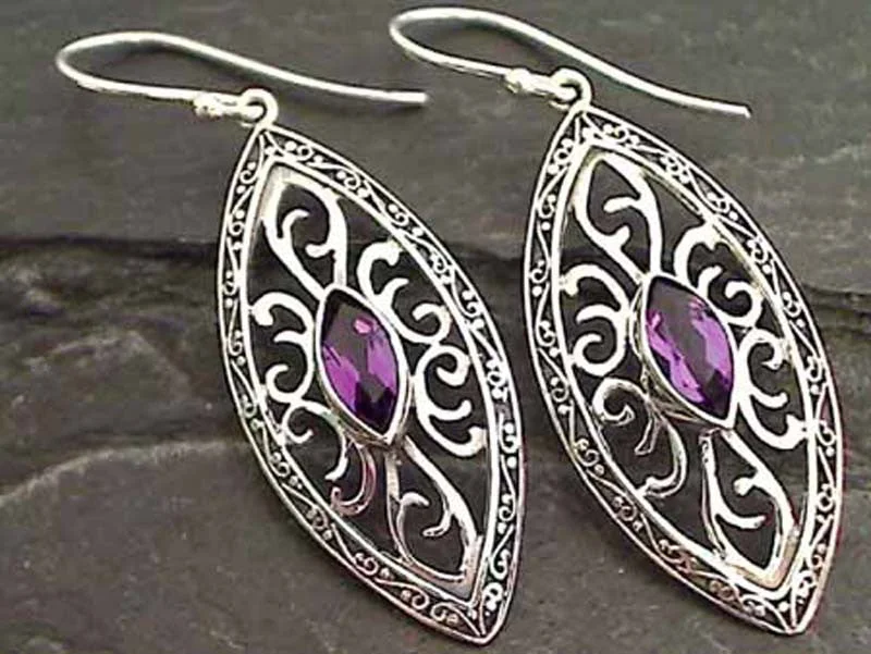 Best hoop earrings with gold for a luxurious and timeless look-Amethyst, Sterling Silver Earrings