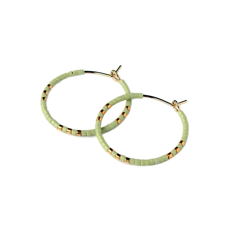 Best hoop earrings with minimalist designs for a clean and modern aesthetic-Zoe Hoops SM - Pistachio