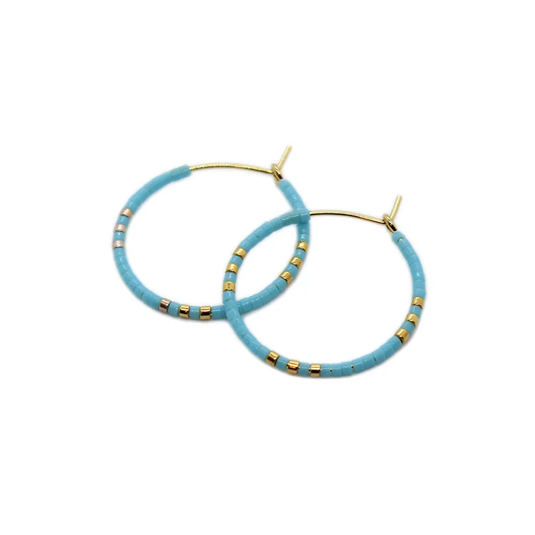 Hoop earrings with tortoiseshell designs for a chic and classic style-Zoe Hoops SM - Turquoise