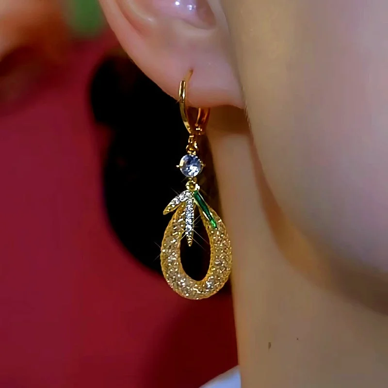 Drop Earrings for Prom Night -14K Gold-Plated Luxury Zircon Drop Earrings