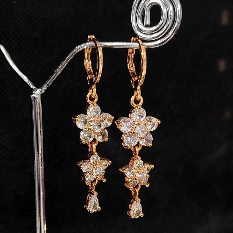 African Drop Earrings with Culture -Aamrapali Gold Plated AD Dangler Earrings