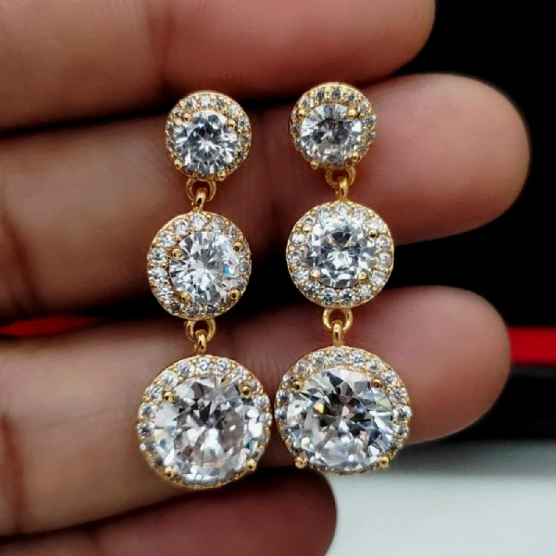 Indian Drop Earrings with Intricacy -Aamrapali Gold Plated AD Dangler Earrings