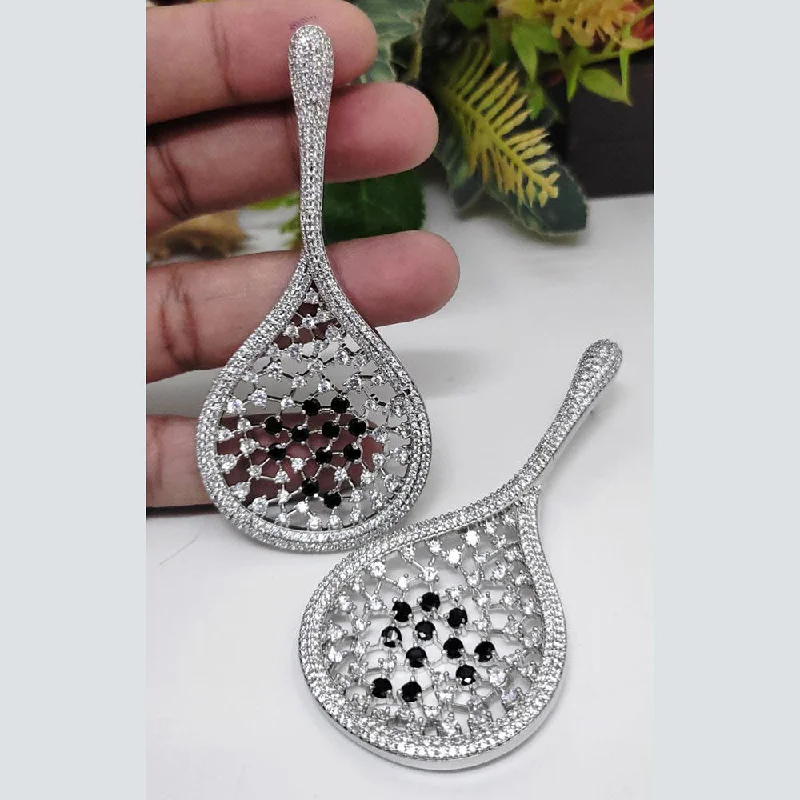 Drop Earrings for Wedding Ceremony -Aamrapali Silver Plated AD Dangler Earrings