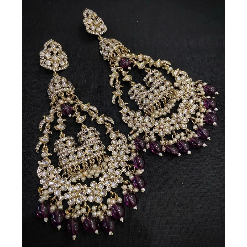 Drop Earrings with Star Motifs -Akruti Collection Gold Plated Kundan And Pearl Dangler Earrings