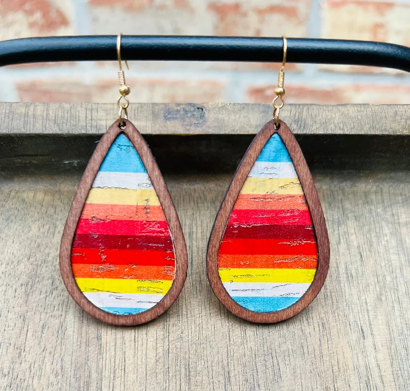 Heavy Duty Drop Earrings for Durability -Bahama Mama Wooden Drop Earrings