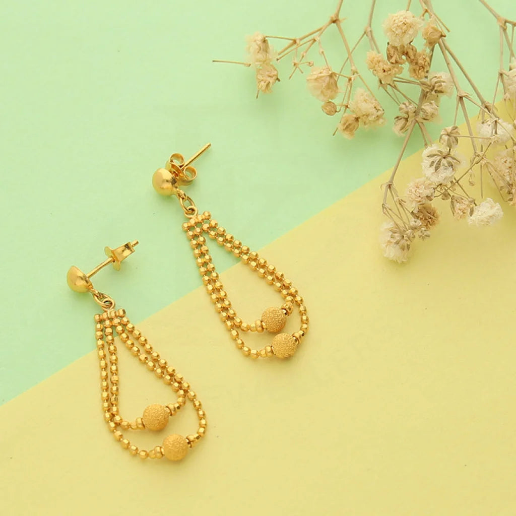 Drop Earrings for Festival Style -Gold Balls Shaped Drop Earrings 22KT - FKJERN22K3170