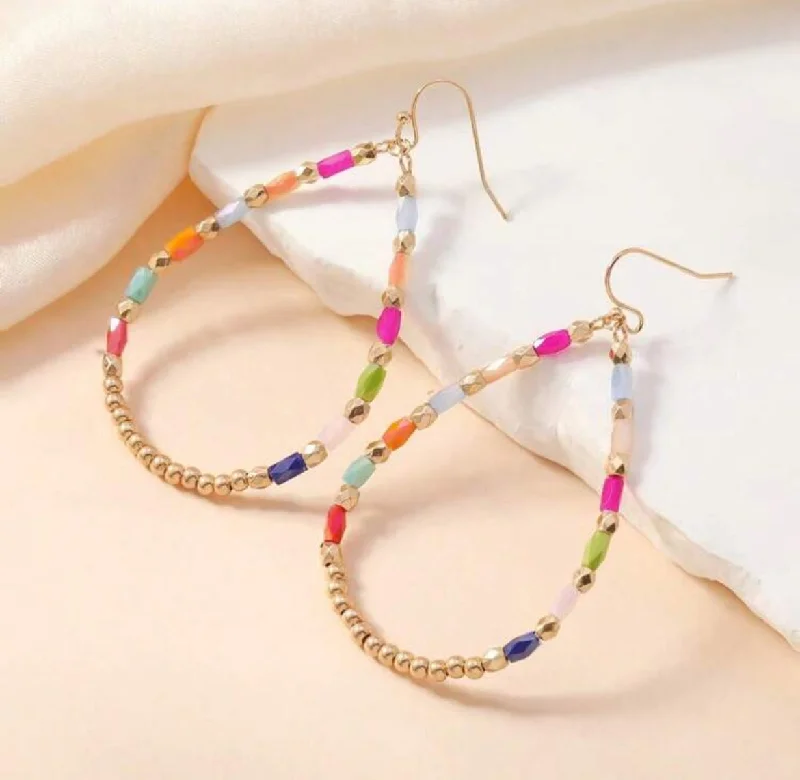 Beaded Drop Earrings for Party -Beautiful Multicolor Teardrop Earrings