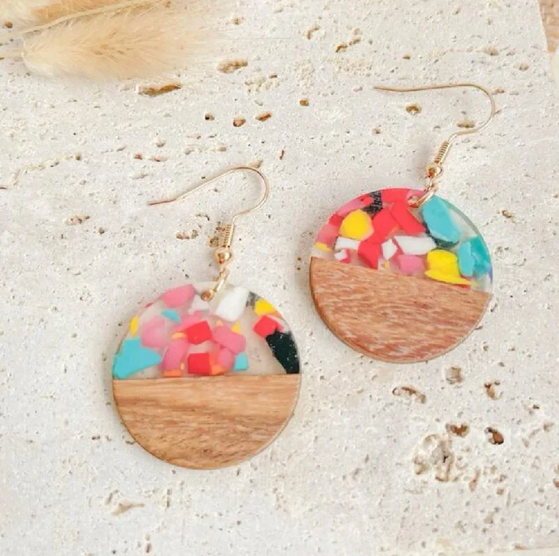 Adjustable Drop Earrings for Custom Fit -Beautiful Round Color Block Drop Earrings