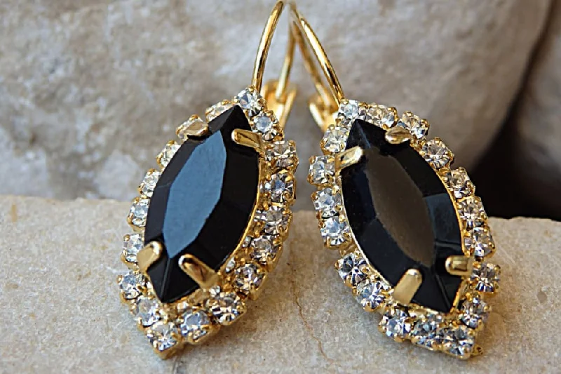 Drop Earrings for Concert Look -Clear Black Drop Earrings