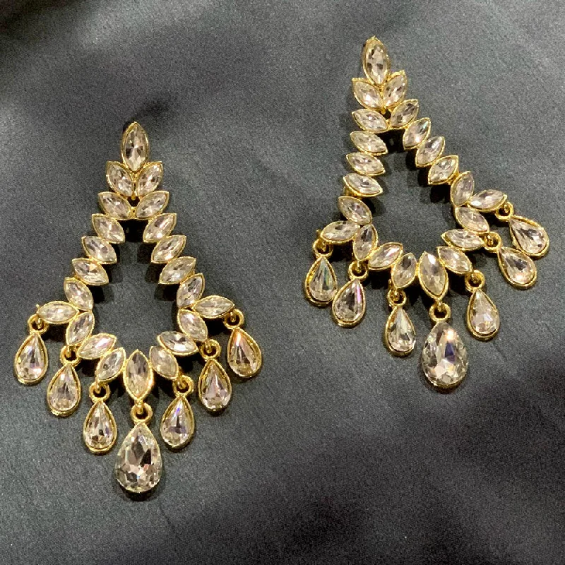 Floral Drop Earrings with Petals -Deep Enterprises Gold Plated Crystal Dangler Earrings (Assorted Colors)