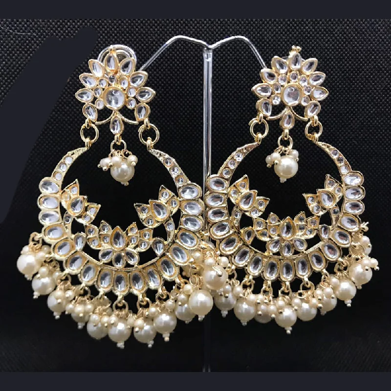 Ethnic Drop Earrings with Tribal Design -Deep Enterprises Gold Plated Dangler Earrings