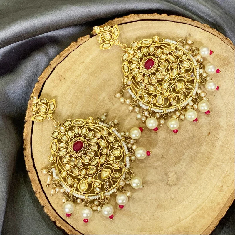 Pearl Drop Earrings for Elegance -Deep Enterprises Gold Plated Kundan Dangler Earrings (Assorted Colors)