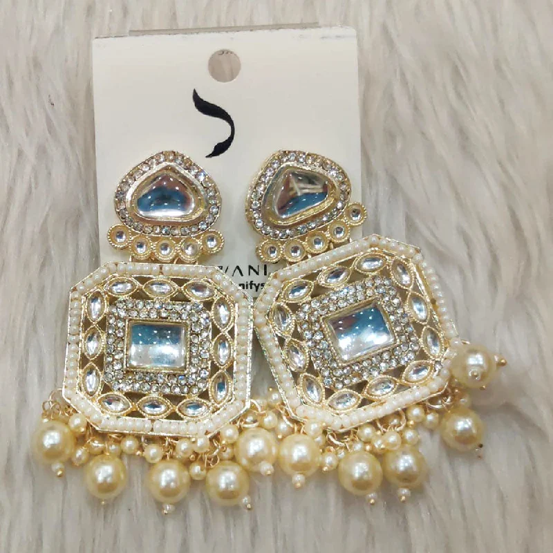 Drop Earrings for Formal Attire -Dhwani Gold Plated Austrian Stone And Pearl Dangler Earrings