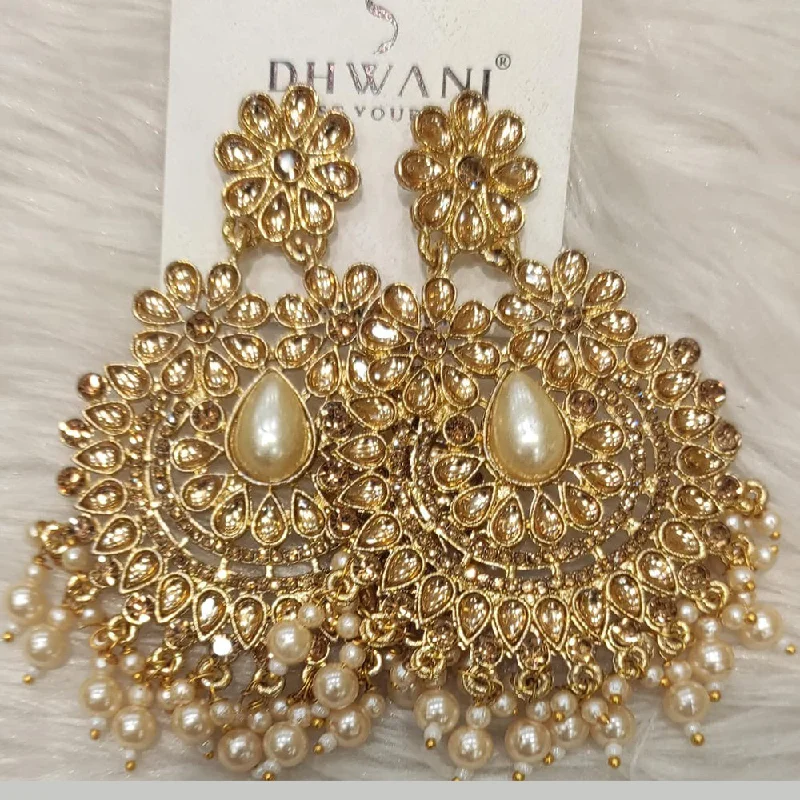 Drop Earrings with Abstract Designs -Dhwani Gold Plated Austrian Stone Dangler Earrings