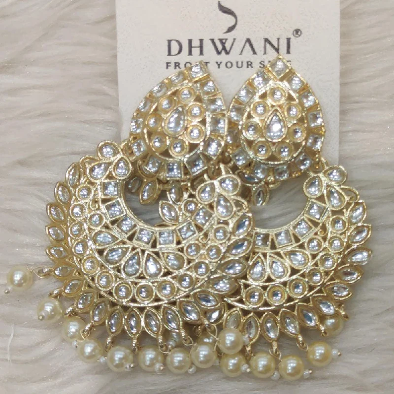 Drop Earrings for Gym Workout -Dhwani Gold Plated Kundan Stone Dangler Earrings