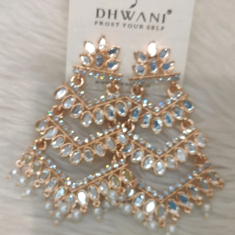 Drop Earrings for Engagement Party -Dhwani Rose Gold Plated Austrian Stone And Pearl Dangler Earrings