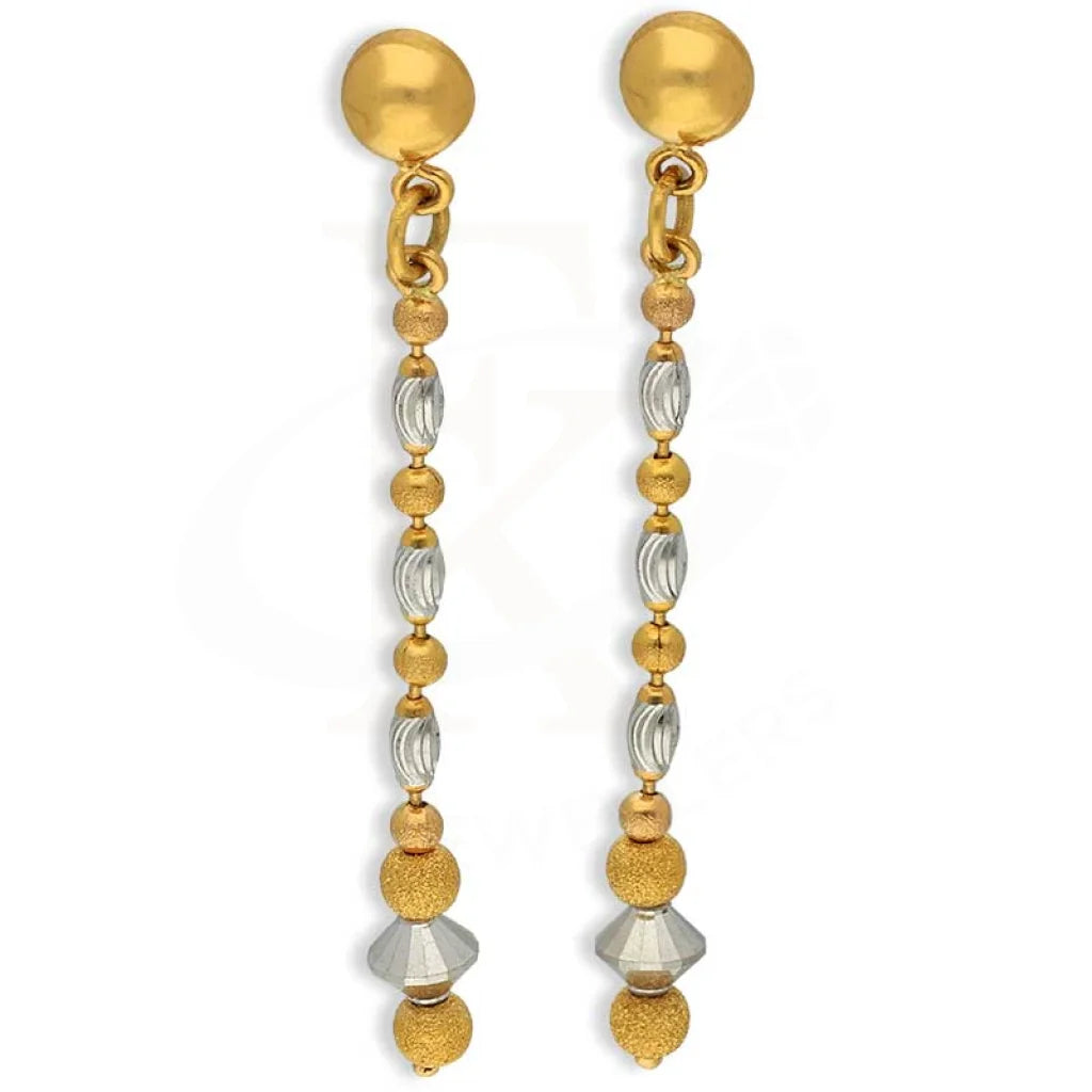 Round Drop Earrings for Classic -Dual Tone Gold Drop Earrings 22KT - FKJERN22K3164