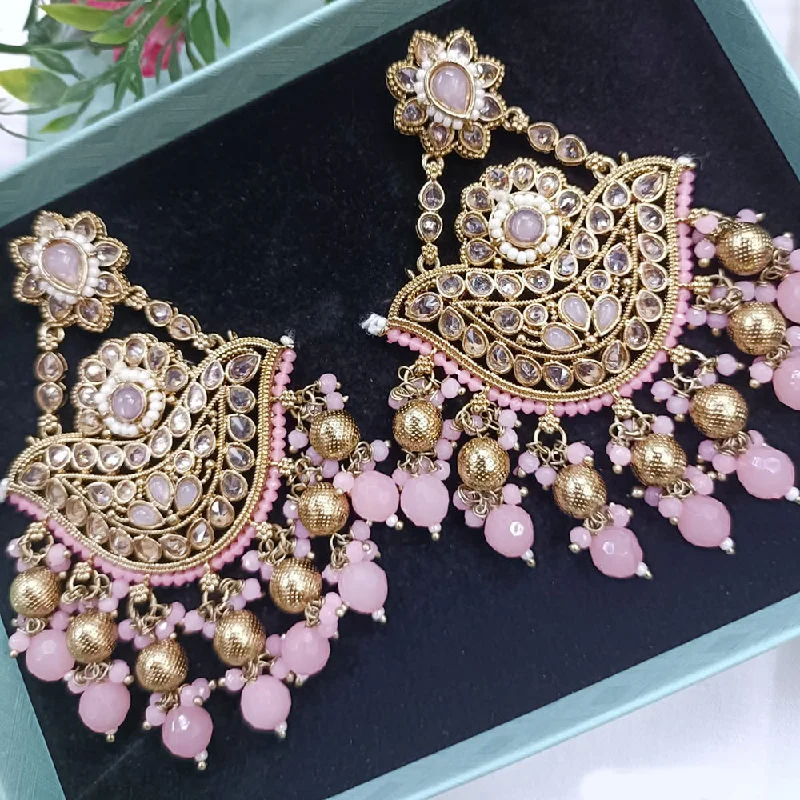 Drop Earrings for Christmas Party -Exotica Collection Gold Plated Crystal And Pearl  Dangler Earrings