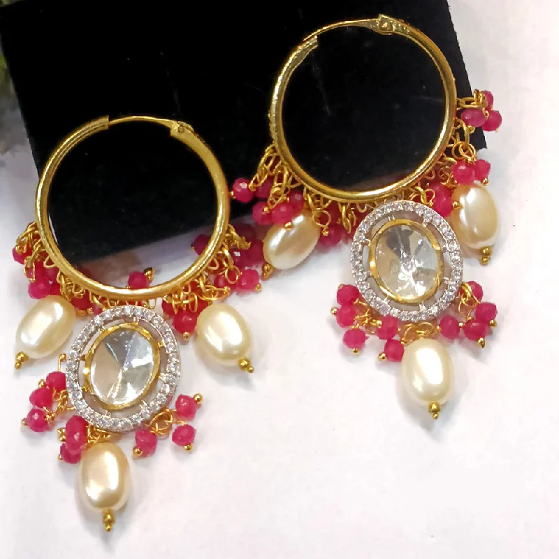 Drop Earrings for Wedding Ceremony -Exotica Collection Gold Plated Crystal And Pearl  Dangler Earrings