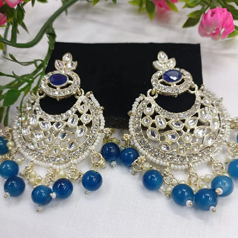 Drop Earrings for Travel Look -Exotica Collection Gold Plated Kundan Dangler Earrings