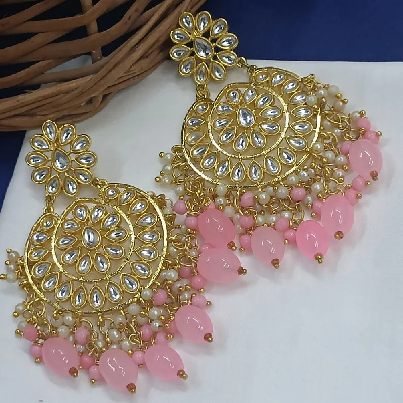 Drop Earrings for Formal Attire -Exotica Collection Gold Plated Kundan Dangler Earrings