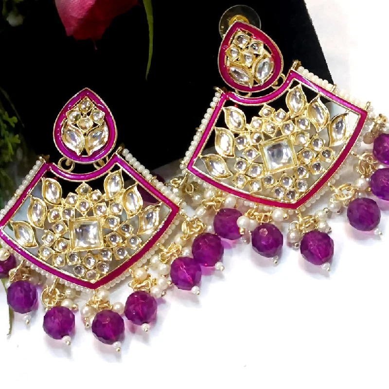 Drop Earrings for Anniversary -Exotica Collection Gold Plated Kundan Dangler Earrings