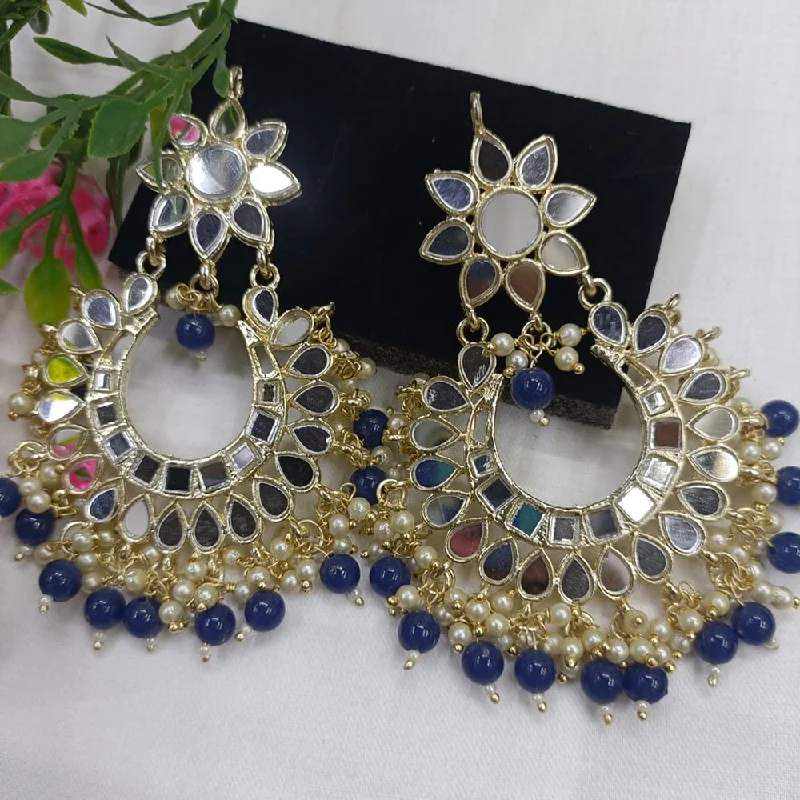 Drop Earrings for Valentine's Day -Exotica Collection Gold Plated Mirror Dangler Earrings