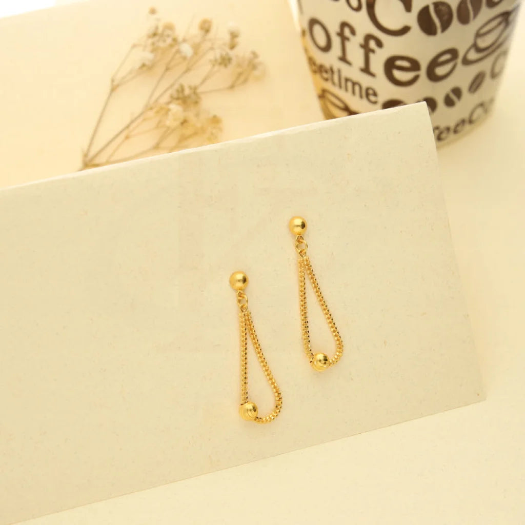 Drop Earrings with Star Motifs -Gold Ball Shaped Drop Earrings 22KT - FKJERN22K3165