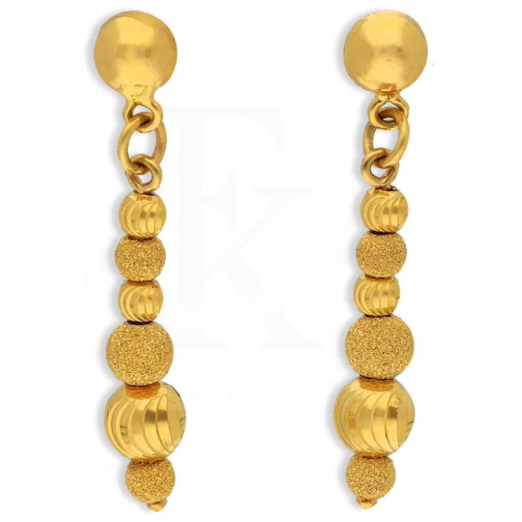 Drop Earrings with Knot Designs -Gold Balls Shaped Drop Earrings 22KT - FKJERN22K3160