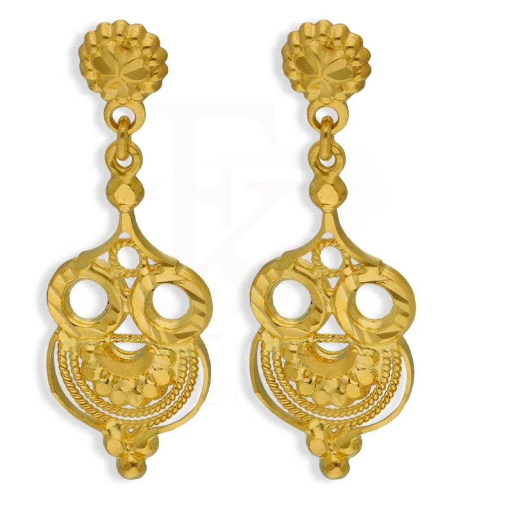 Retro Drop Earrings for Nostalgia -Gold Drop Earrings 22KT - FKJERN22K2729