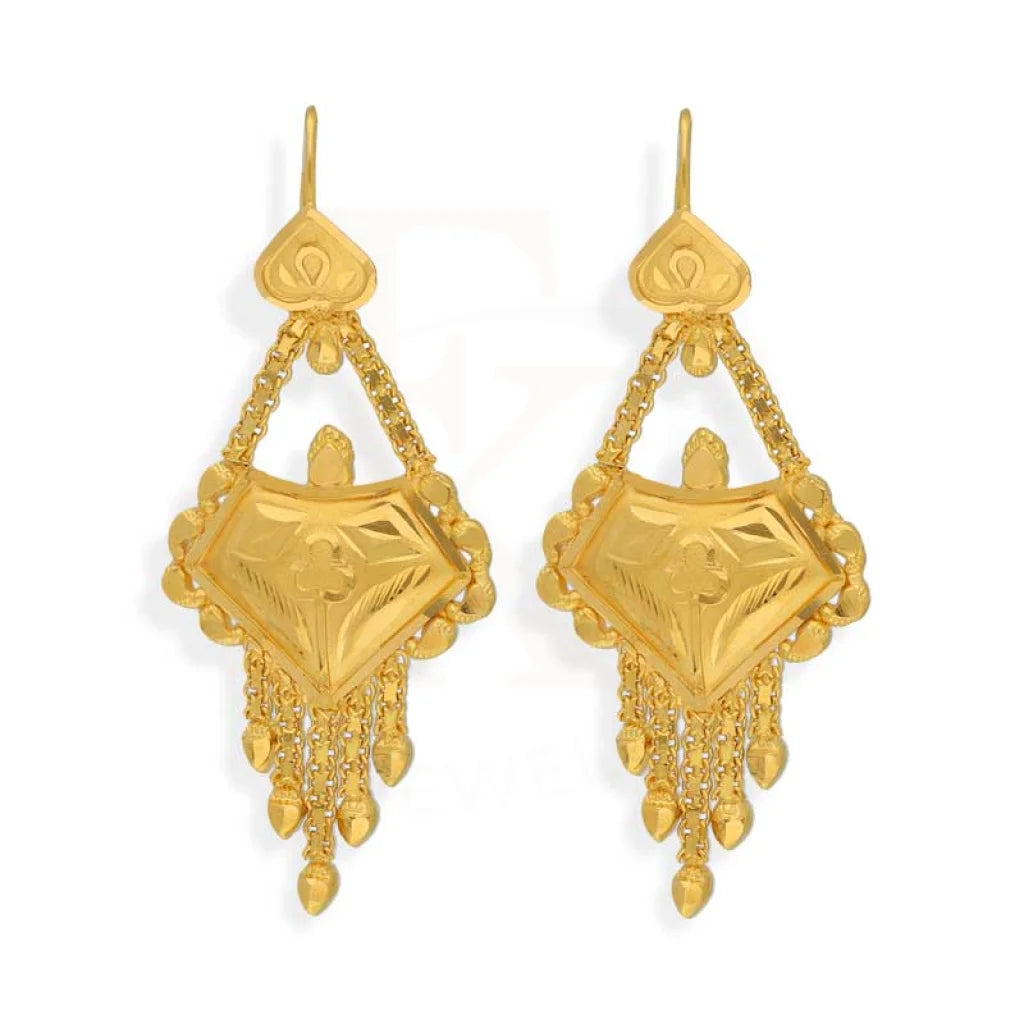 Drop Earrings with Keyhole Designs -Gold Drop Earrings 22KT - FKJERN22K2957