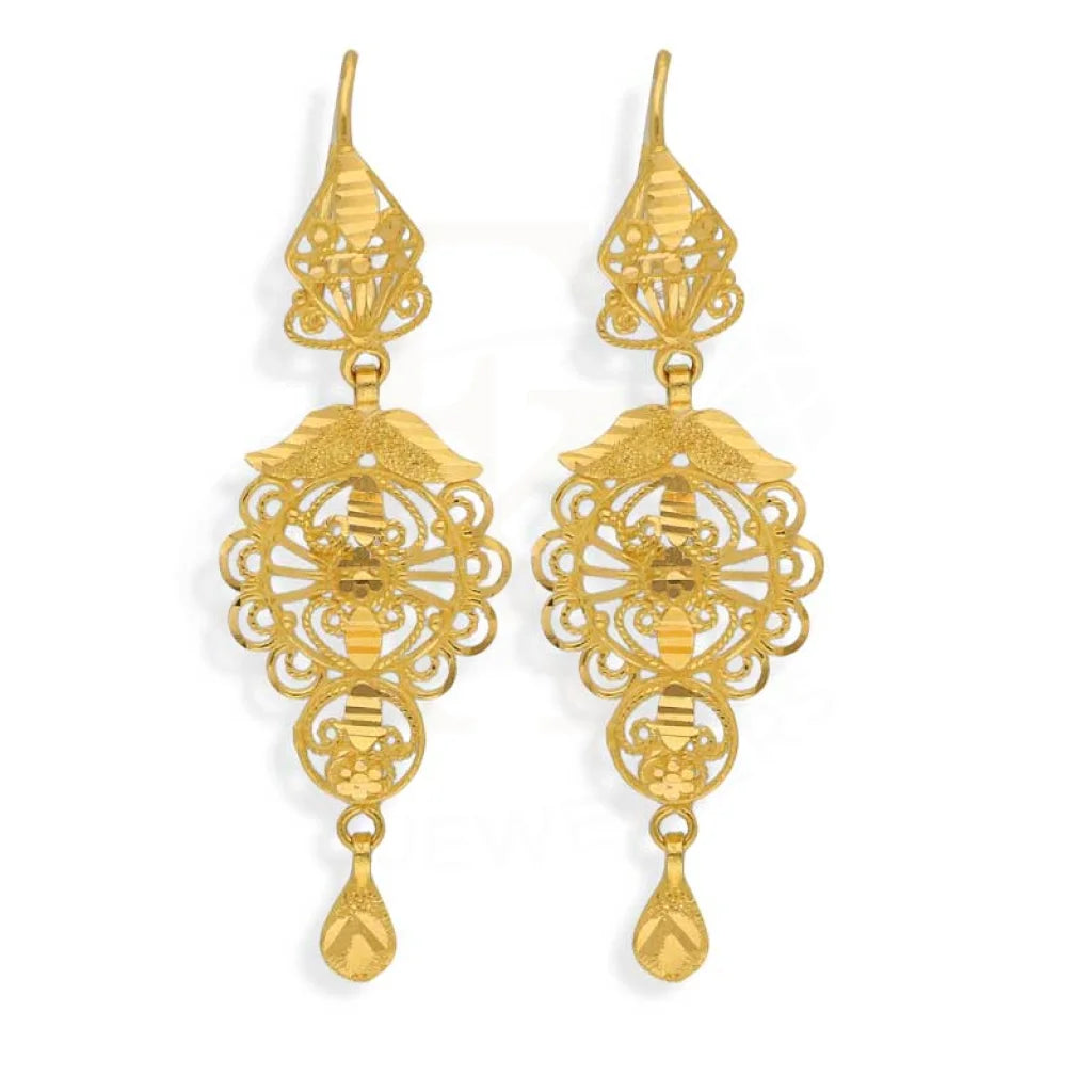 Drop Earrings with Star Motifs -Gold Drop Earrings 22KT - FKJERN22K2959