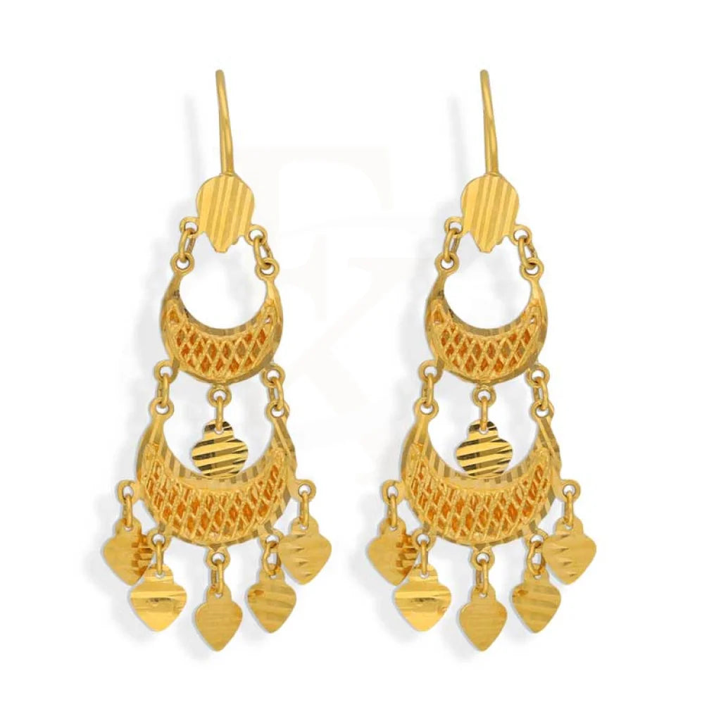 Drop Earrings with Symbolic Elements -Gold Drop Earrings 22KT - FKJERN22K2962