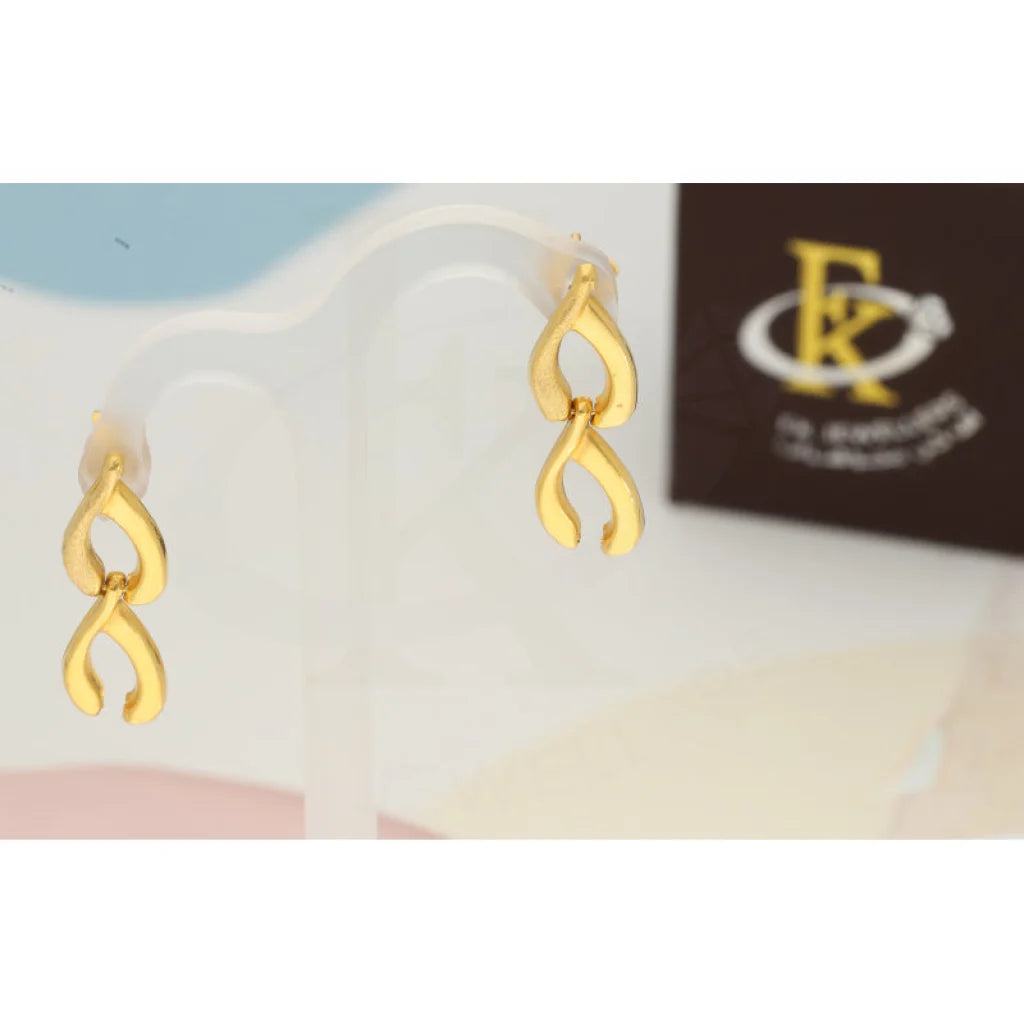 Drop Earrings with Vine Designs -Gold Drop Earrings 22KT - FKJERN22K3162