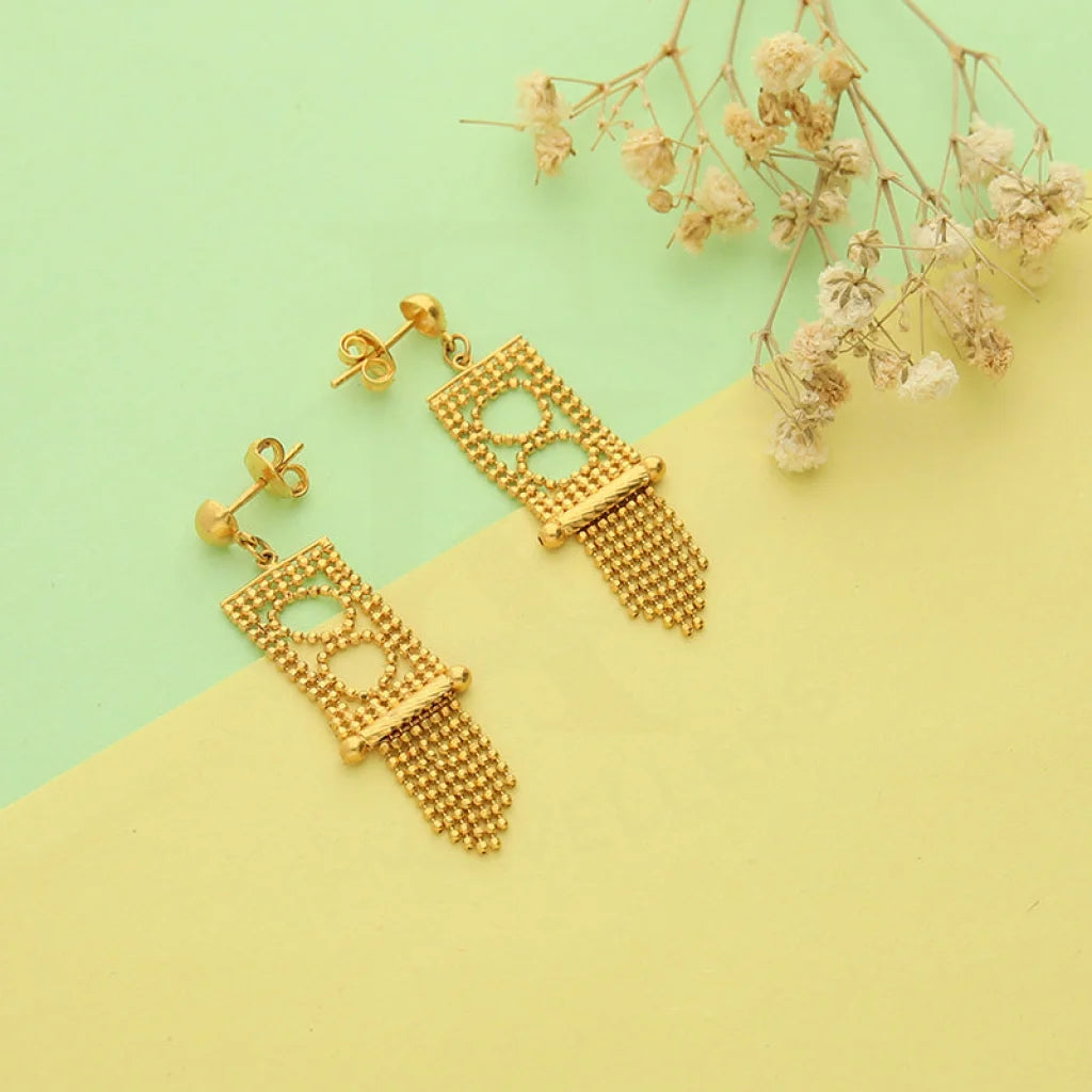 Drop Earrings for Work Attire -Gold Drop Earrings 22KT - FKJERN22K3168