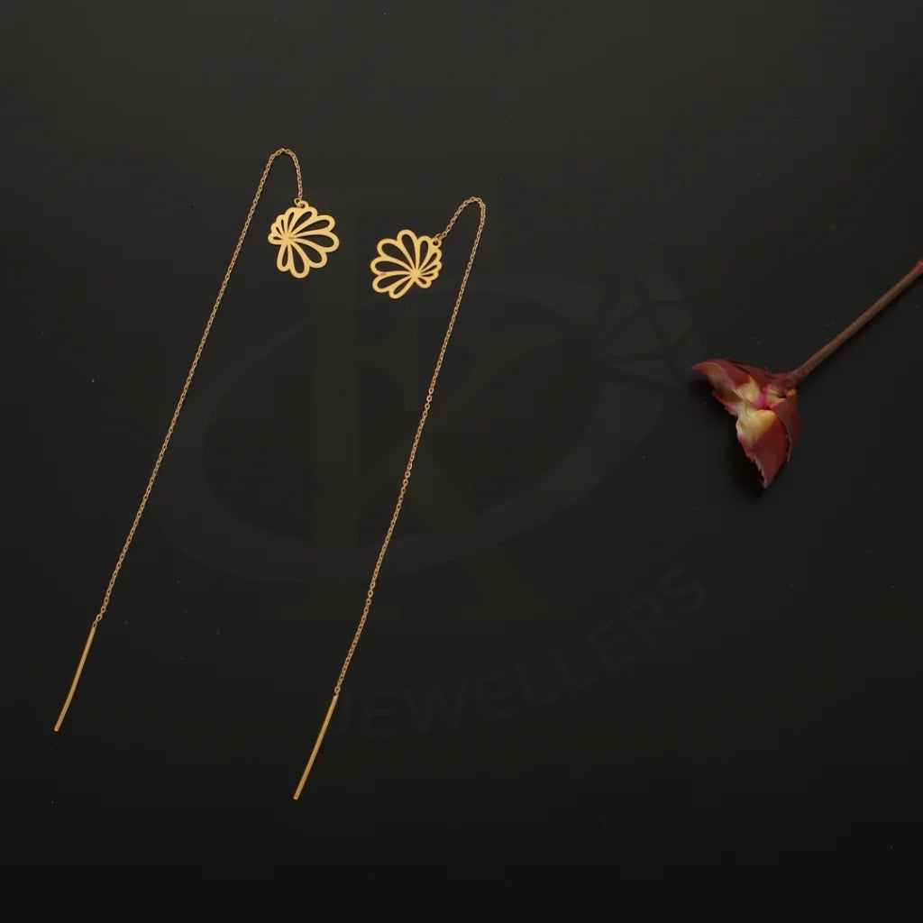 Contemporary Drop Earrings for Fashion -Gold Flower Tic-Tac Drop Earrings 21KT - FKJERN21K7285