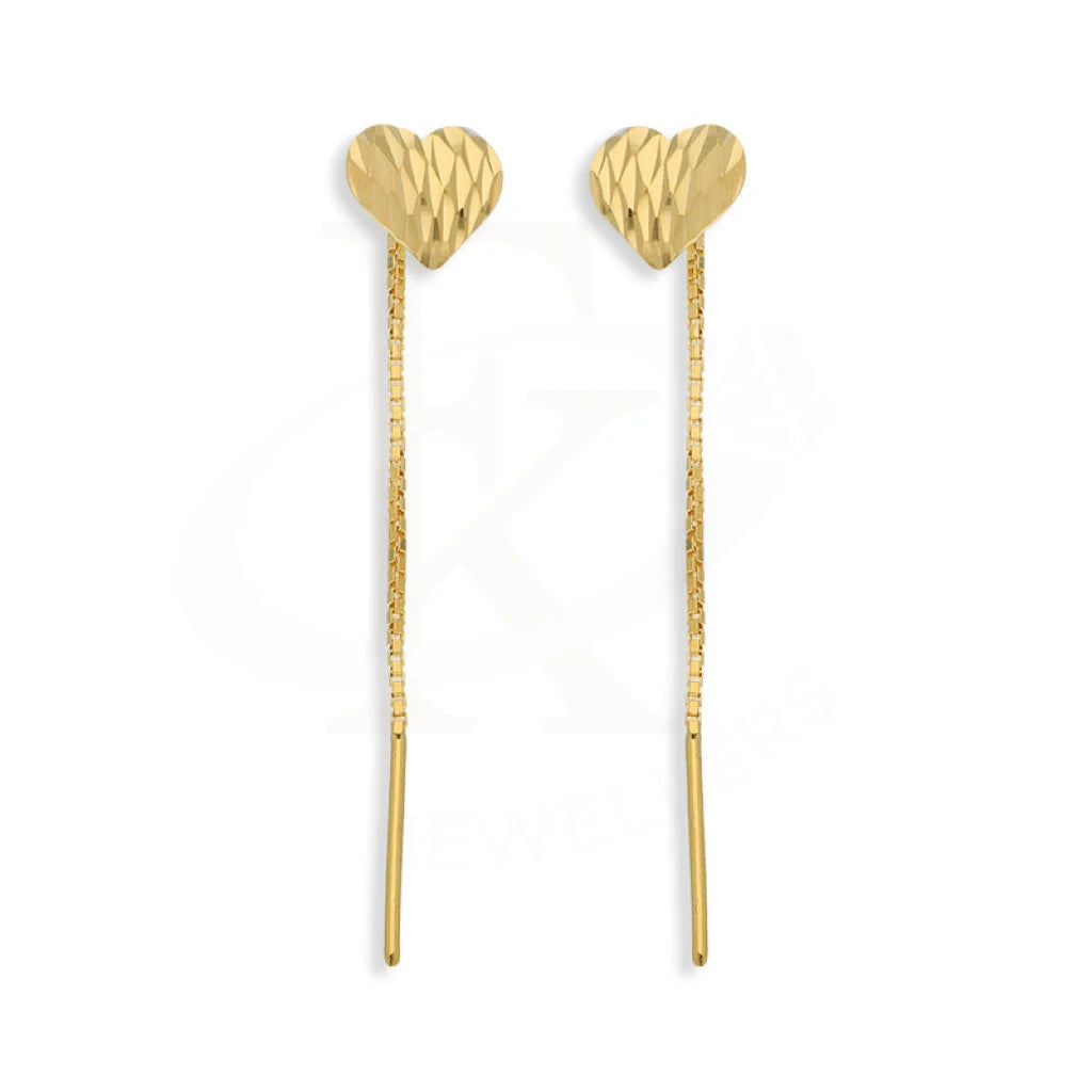 Drop Earrings with Infinity Symbols -Gold Heart Tic-Tac Drop Earrings 22KT - FKJERN22K5085