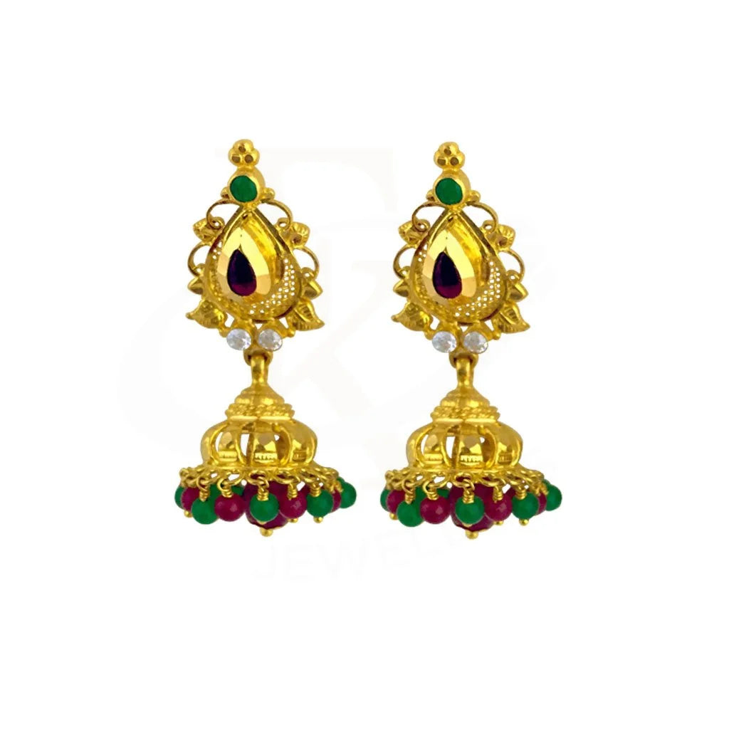 Drop Earrings for Graduation Day -Gold Jhumka Drop Earrings 22KT - FKJERN1752