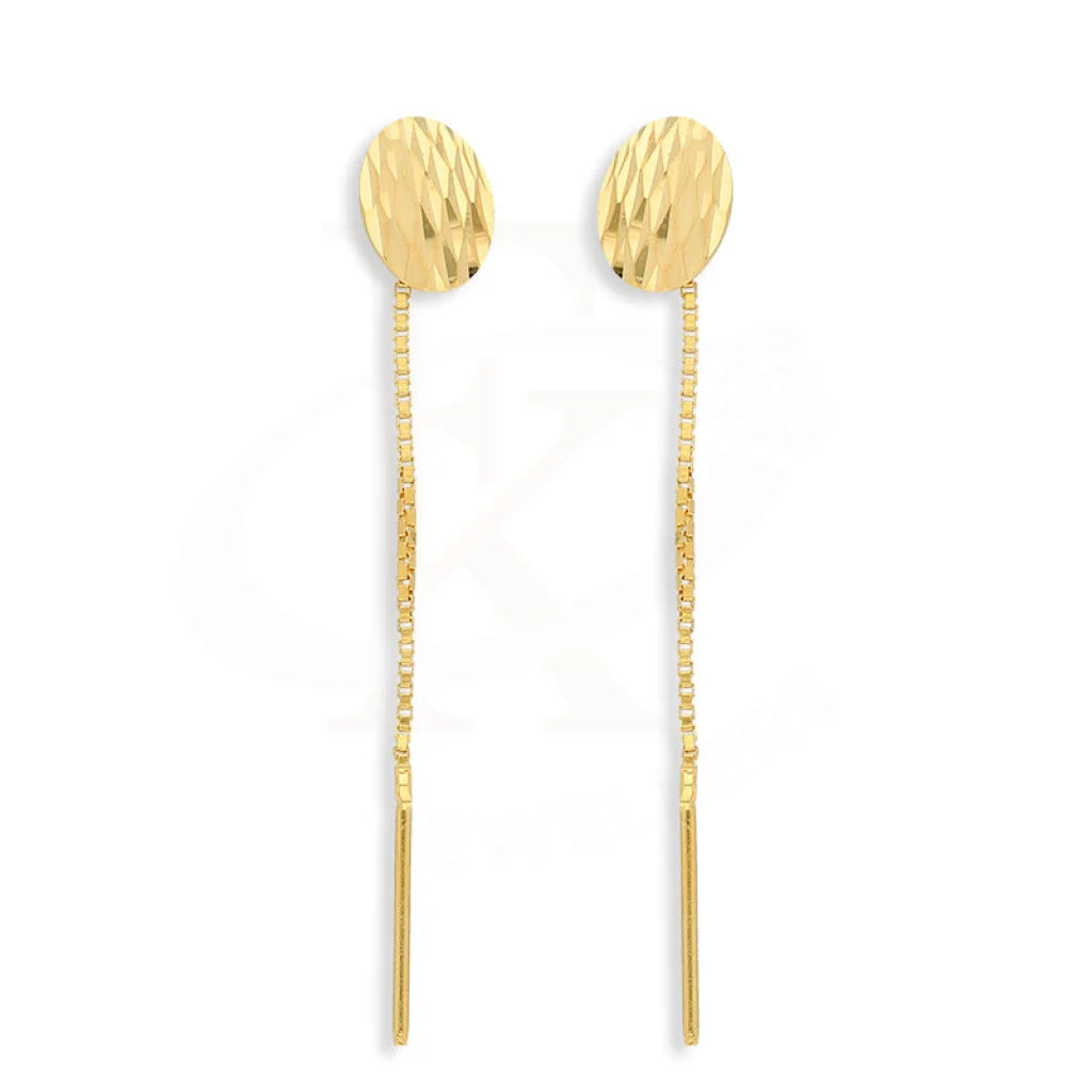 Drop Earrings with Matte Finish -Gold Oval Tic-Tac Drop Earrings 22KT - FKJERN22K5078