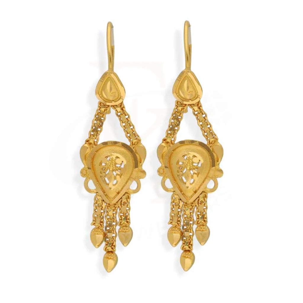 Drop Earrings with Infinity Symbols -Gold Pear Shaped Drop Earrings 22KT - FKJERN22K2958