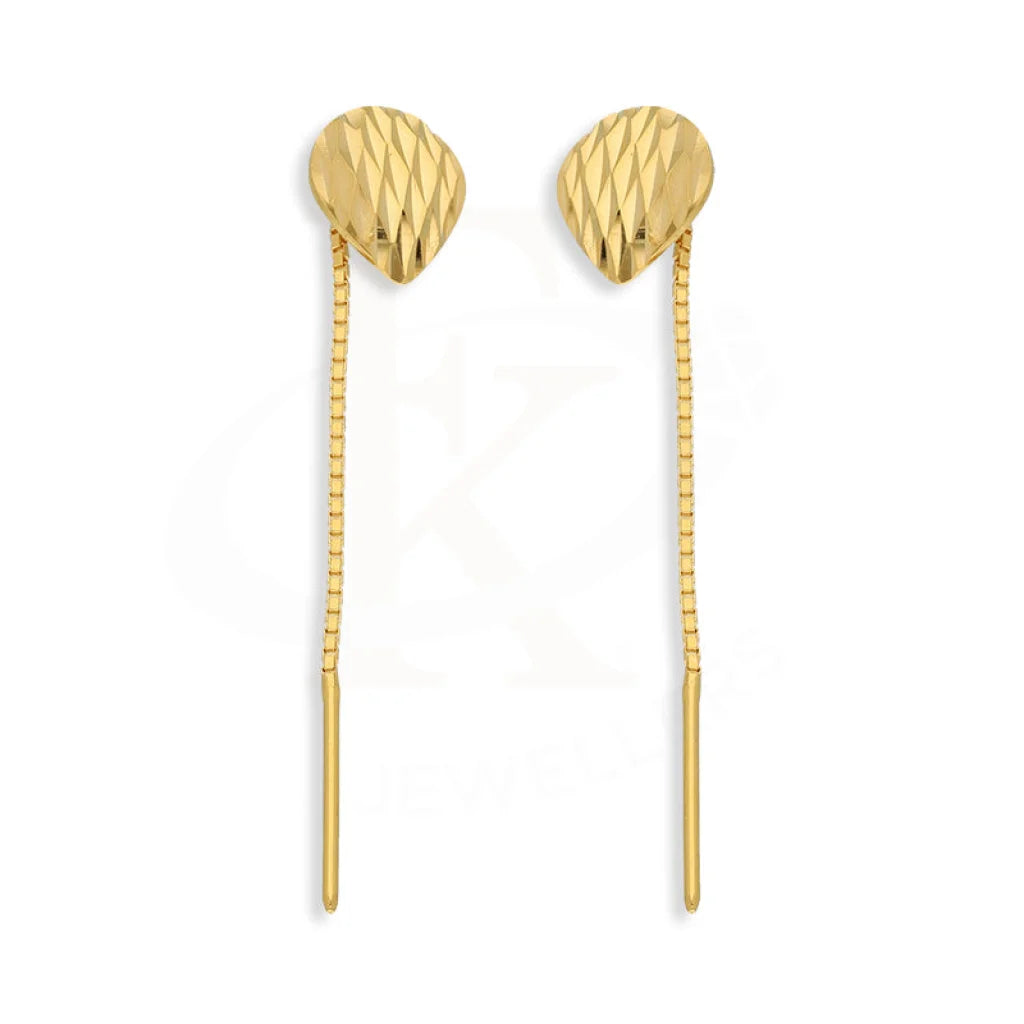 Drop Earrings for School Uniform -Gold Pear Tic-Tac Drop Earrings 22KT - FKJERN22K5091