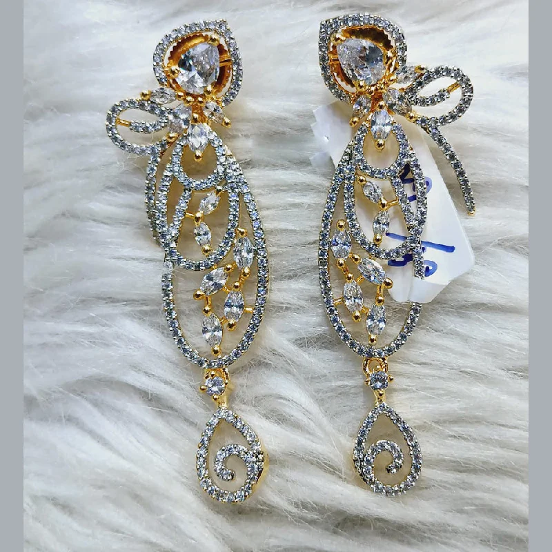 Crystal Drop Earrings for Sparkle -Jain Jewellers Gold Plated AD Dangler Earrings