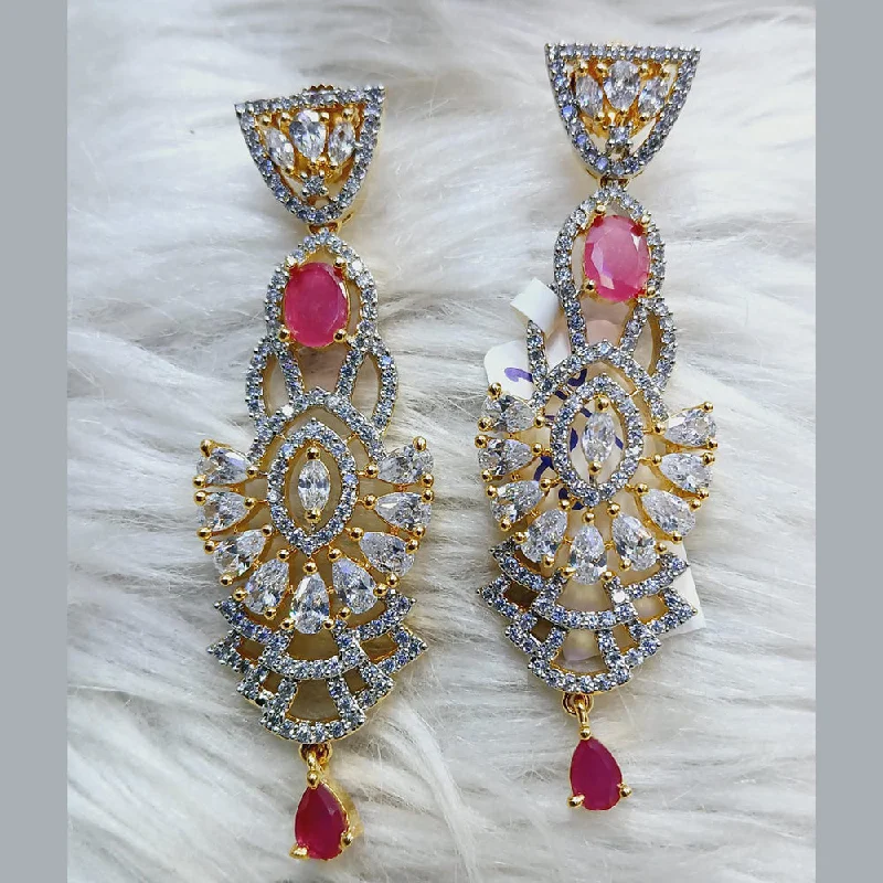 Gemstone Drop Earrings for Color -Jain Jewellers Gold Plated AD Dangler Earrings