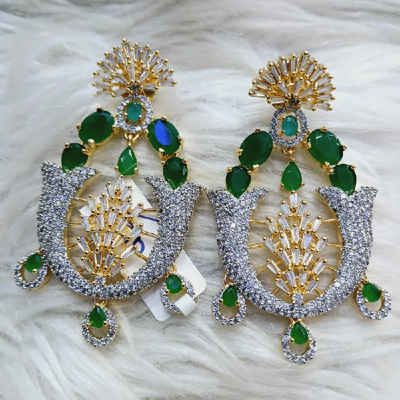 Pearl Drop Earrings for Elegance -Jain Jewellers Gold Plated AD Dangler Earrings