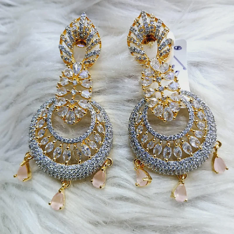 Drop Earrings with Knot Designs -Jain Jewellers Gold Plated AD Dangler Earrings