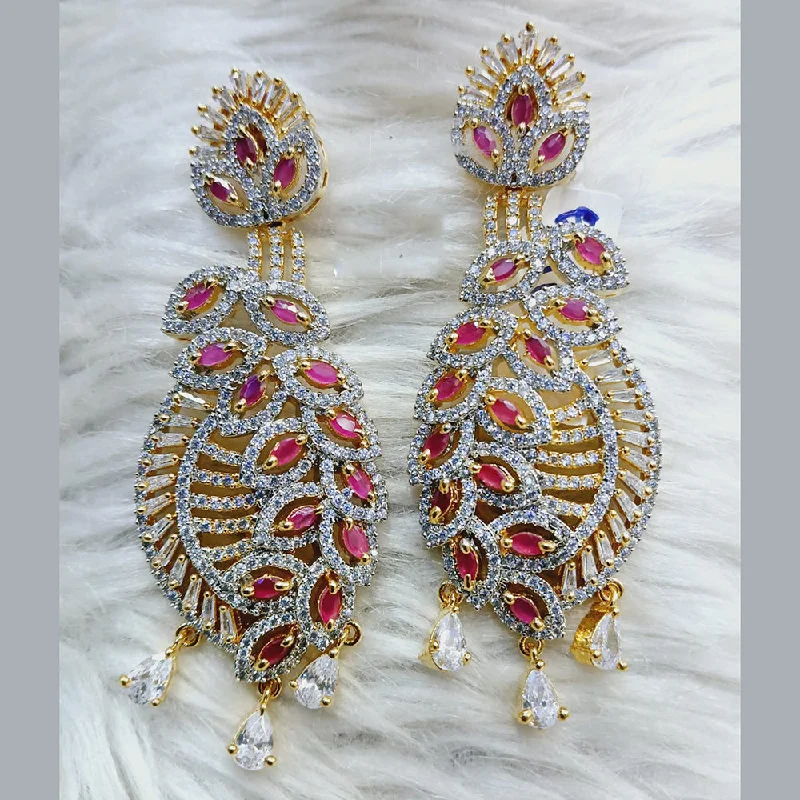 Drop Earrings with Wave Designs -Jain Jewellers Gold Plated AD Dangler Earrings