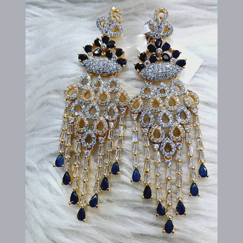 Drop Earrings with Star Motifs -Jain Jewellers Gold Plated AD Dangler Earrings